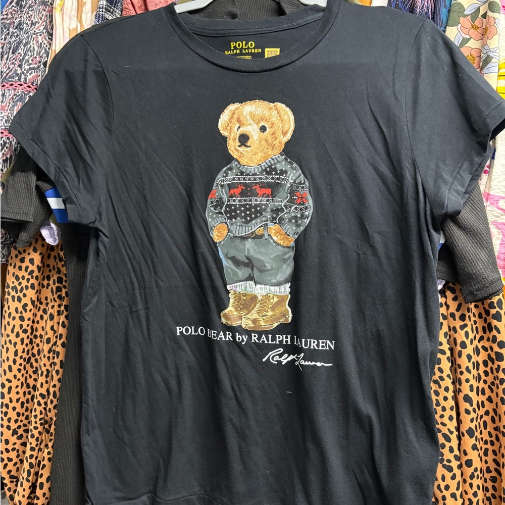 Polo by Ralph Lauren Black Tee with Teddy Bear Graphic
